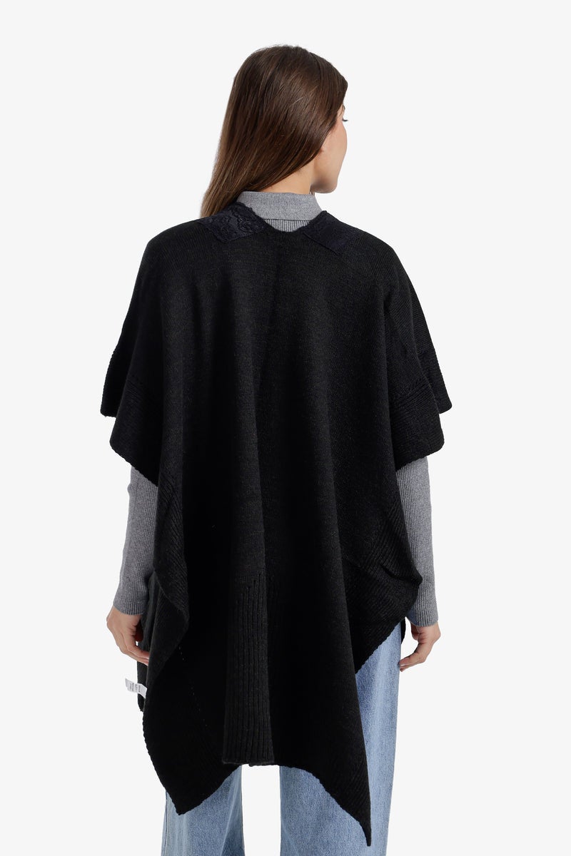 Carina Lace-Trim Asymmetric Poncho - Image 3
